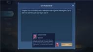 The Success message upon a successful redemption of a code (Image via Moonton Games)